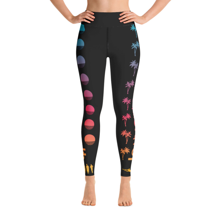 LATB 2019 Womens Leggings - black suns n palms aqua/pink/gold