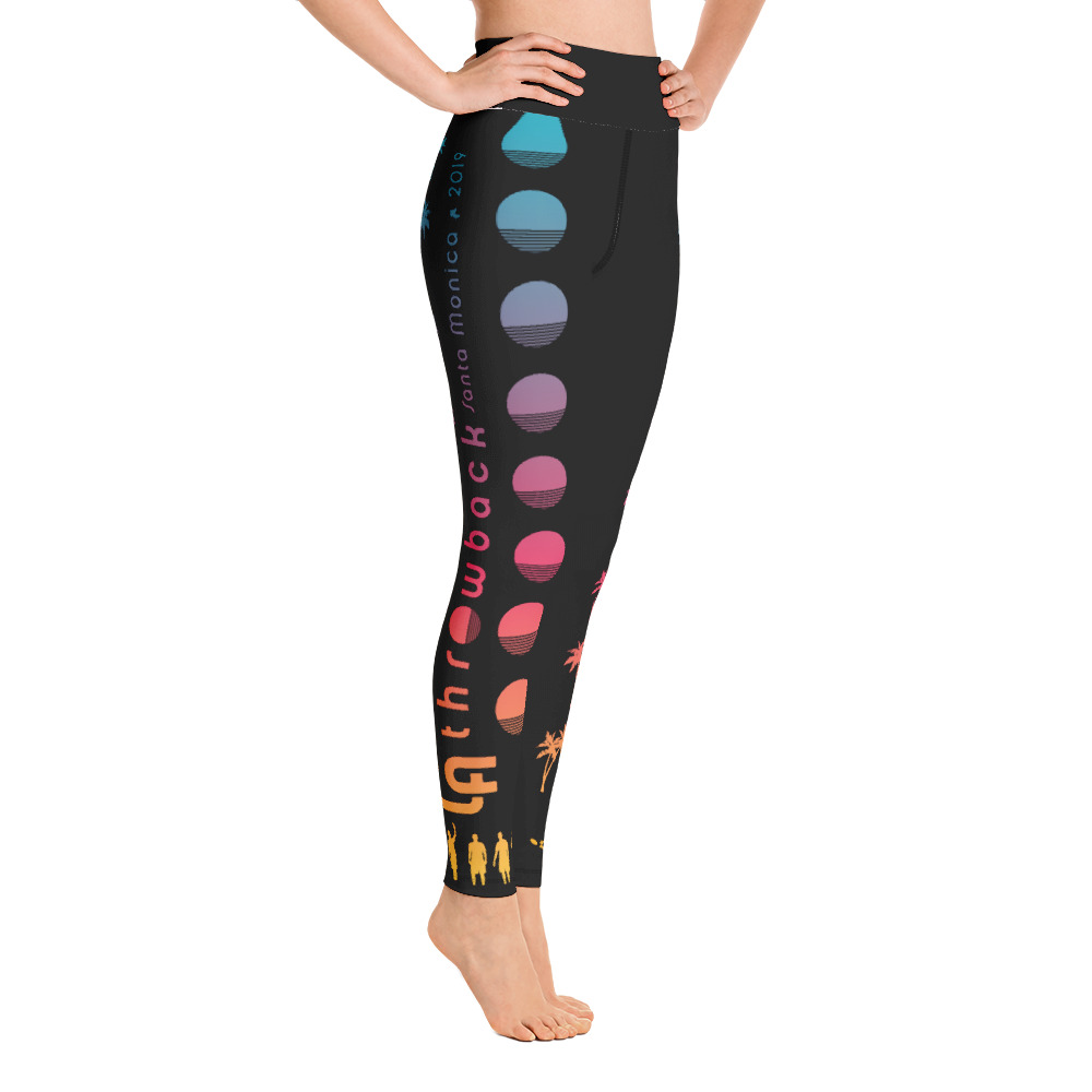 LATB 2019 Womens Leggings - black suns n palms aqua/pink/gold - Image 3