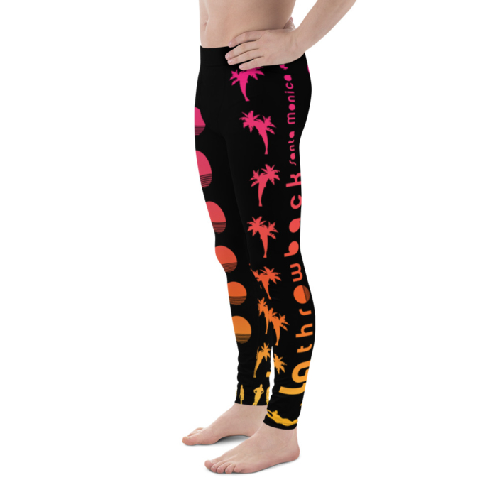 LATB 2019 Mens Leggings - black suns n palms pink/orange - Image 2