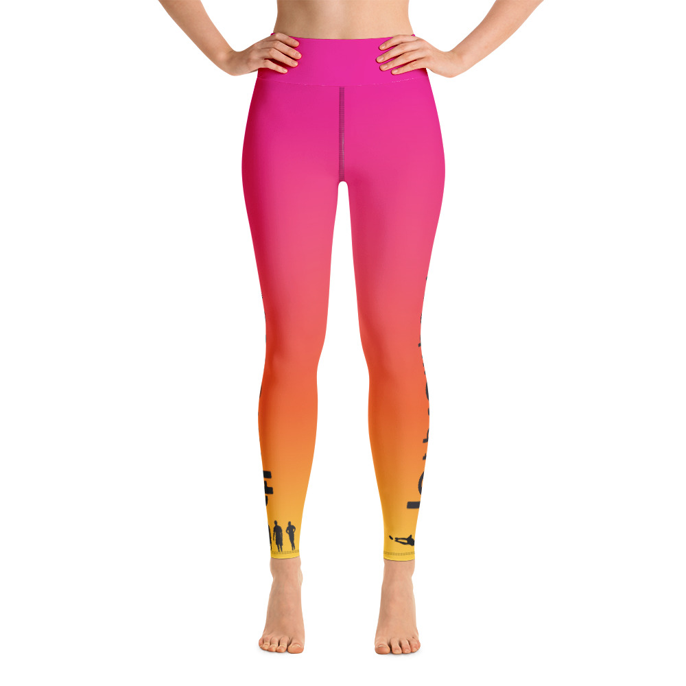 Women's Leggings With Pockets, Orange & Pink Striped – Prismagick Designs
