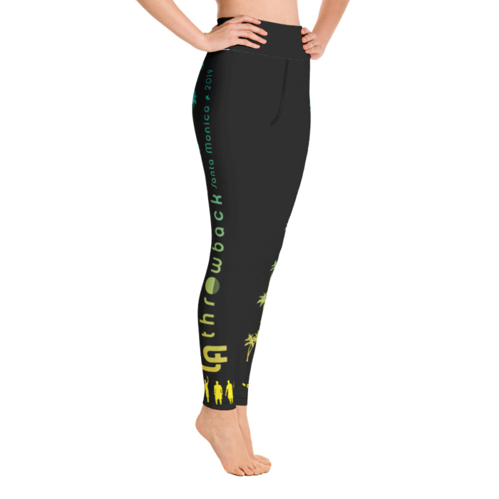 LATB 2019 Womens Leggings - black w aqua/green/yellow logo - Image 3