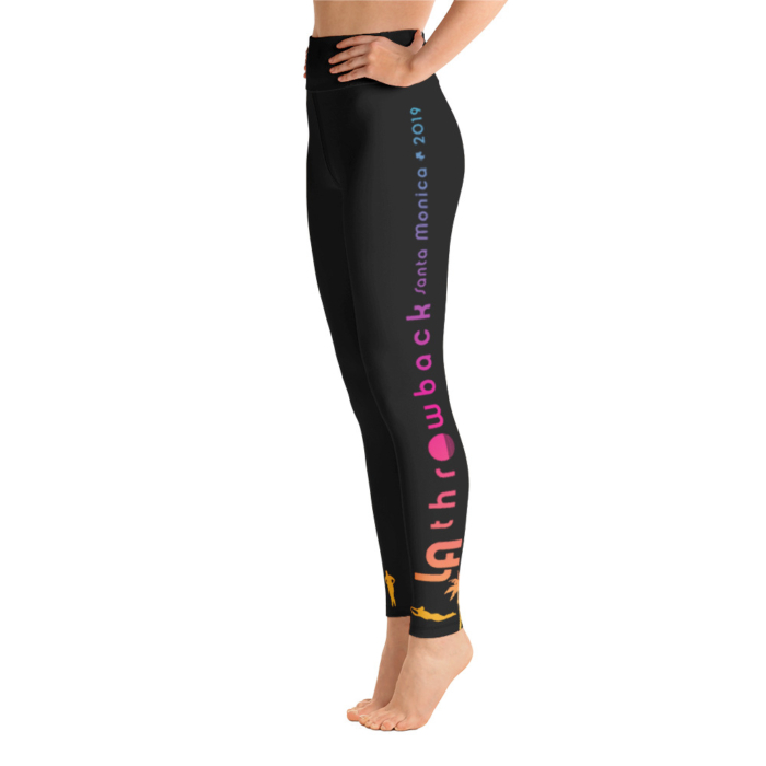 LATB 2019 Womens Leggings - black w aqua/gold/pink logo - Image 2