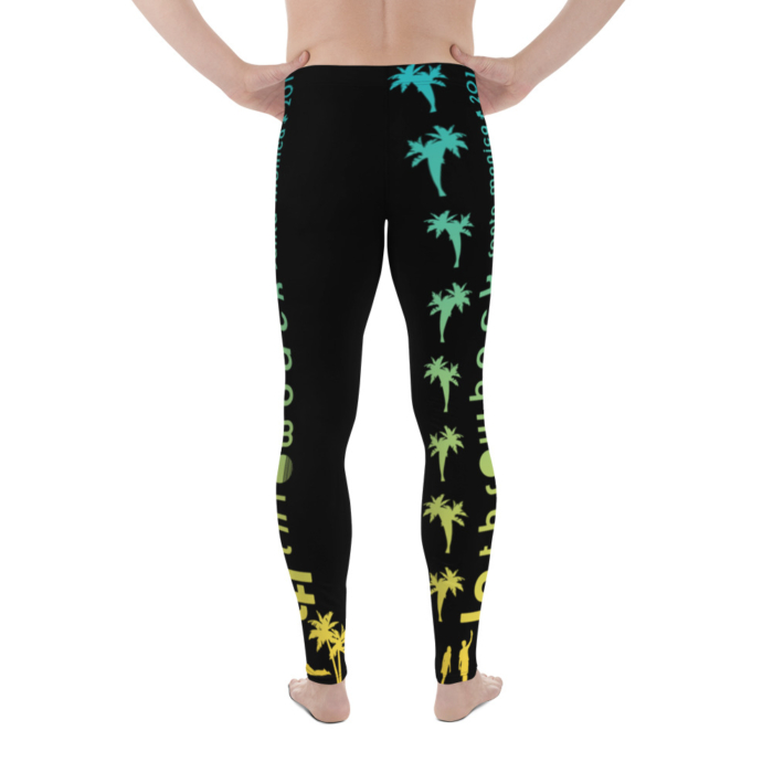 LATB 2019 Mens Leggings - black w aqua/green/yellow logo - Image 4