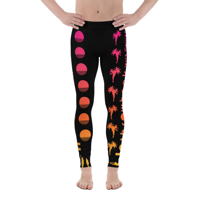 LATB 2019 Mens Leggings - black suns n palms pink/orange