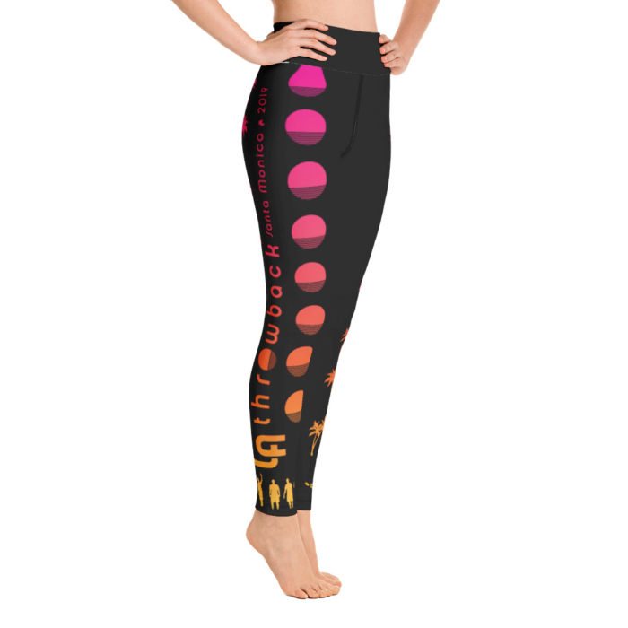 LATB 2019 Womens Leggings - black suns n palms pink/orange - Image 3