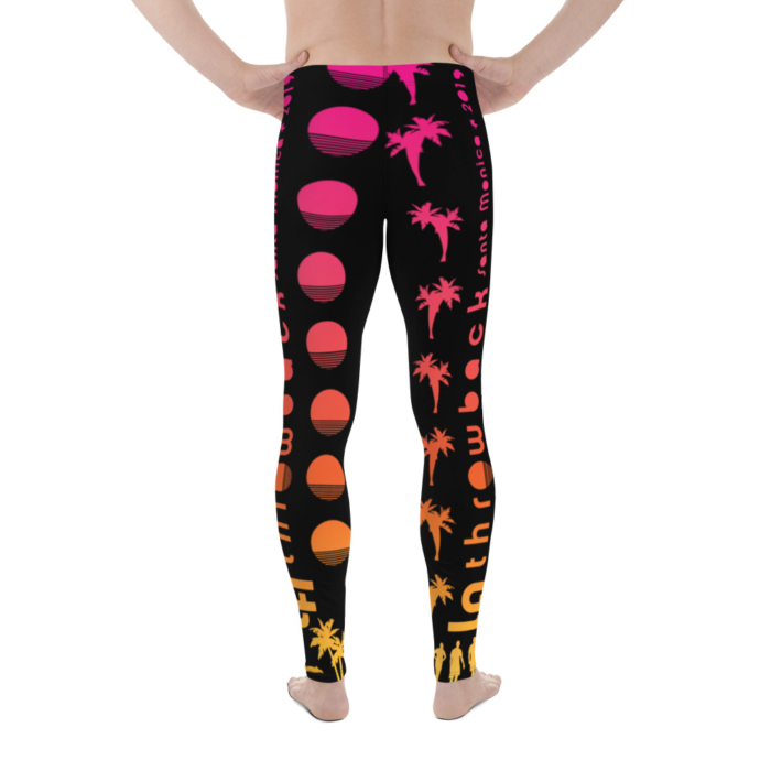 LATB 2019 Mens Leggings - black suns n palms pink/orange - Image 4