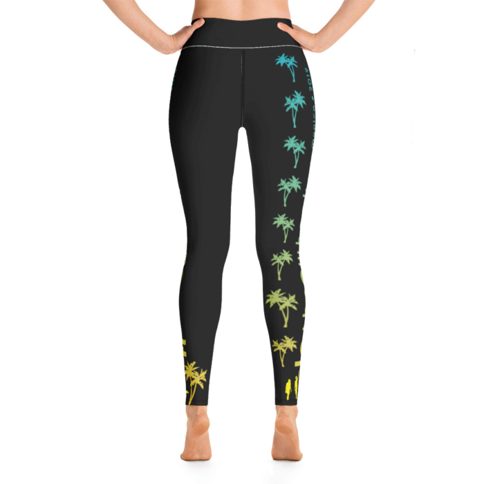 LATB 2019 Womens Leggings - black w aqua/green/yellow logo - Image 4