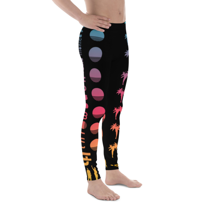 LATB 2019 Mens Leggings - black suns n palms aqua/pink/gold - Image 3