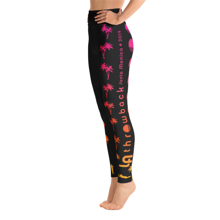 LATB 2019 Womens Leggings - black suns n palms pink/orange - Image 2