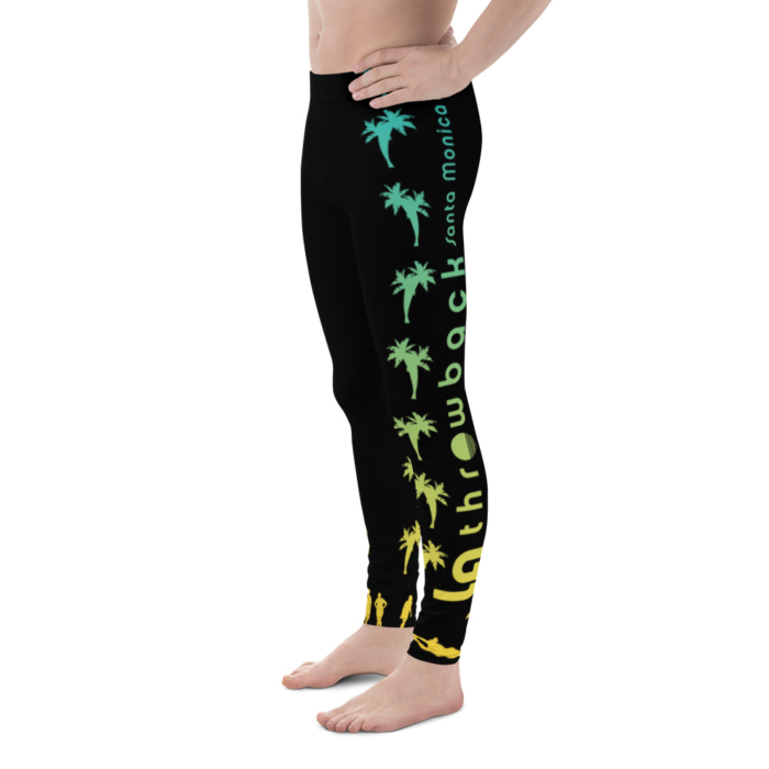 LATB 2019 Mens Leggings - black w aqua/green/yellow logo - Image 2