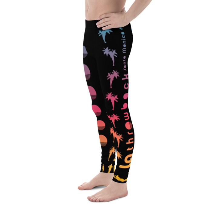 LATB 2019 Mens Leggings - black suns n palms aqua/pink/gold - Image 2