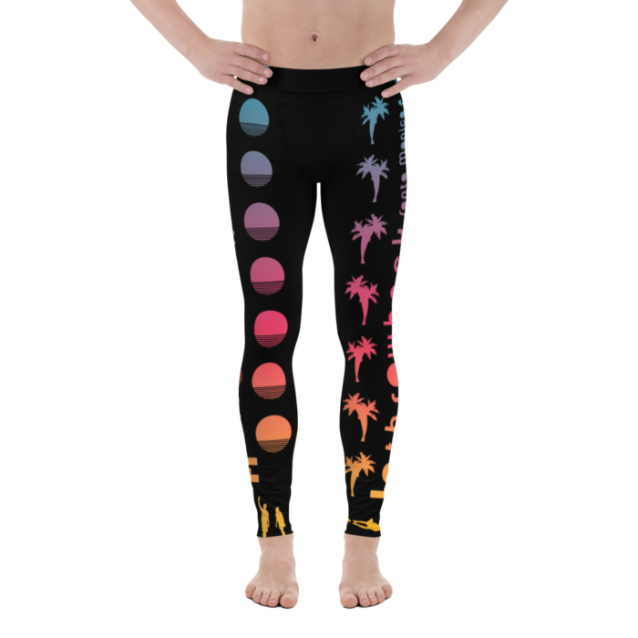 LATB 2019 Mens Leggings - black suns n palms aqua/pink/gold