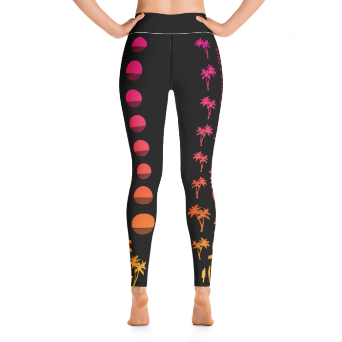 LATB 2019 Womens Leggings - black suns n palms pink/orange - Image 4