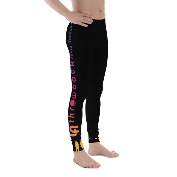 LATB 2019 Mens Leggings - black w aqua/gold/pink logo - Image 3