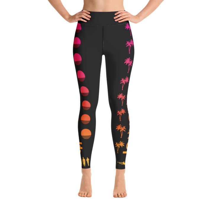 LATB 2019 Womens Leggings - black suns n palms pink/orange