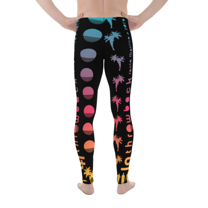 LATB 2019 Mens Leggings - black suns n palms aqua/pink/gold - Image 4