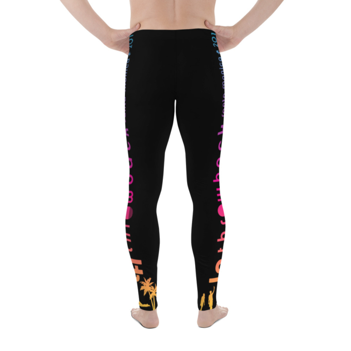 LATB 2019 Mens Leggings - black w aqua/gold/pink logo - Image 4