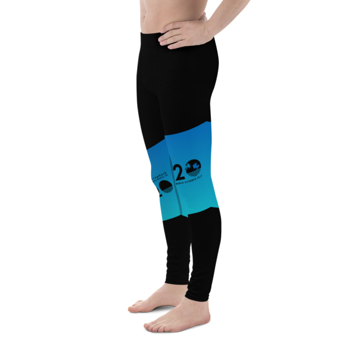 LATB2022 Men's Leggings black blue diagonal stripe - Image 2