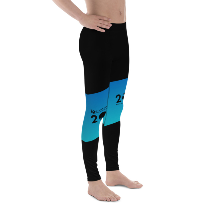 LATB2022 Men's Leggings black blue diagonal stripe - Image 3