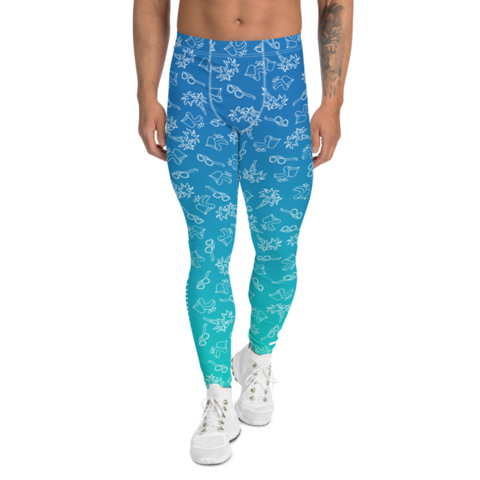 LATB 2022 Men's Leggings blue aqua pattern - Image 5